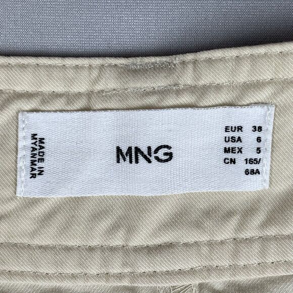 Mango Cropped High Rise Wide Leg Pants Women’s 6 Cream Cotton Blend Basic - Picture 6 of 16